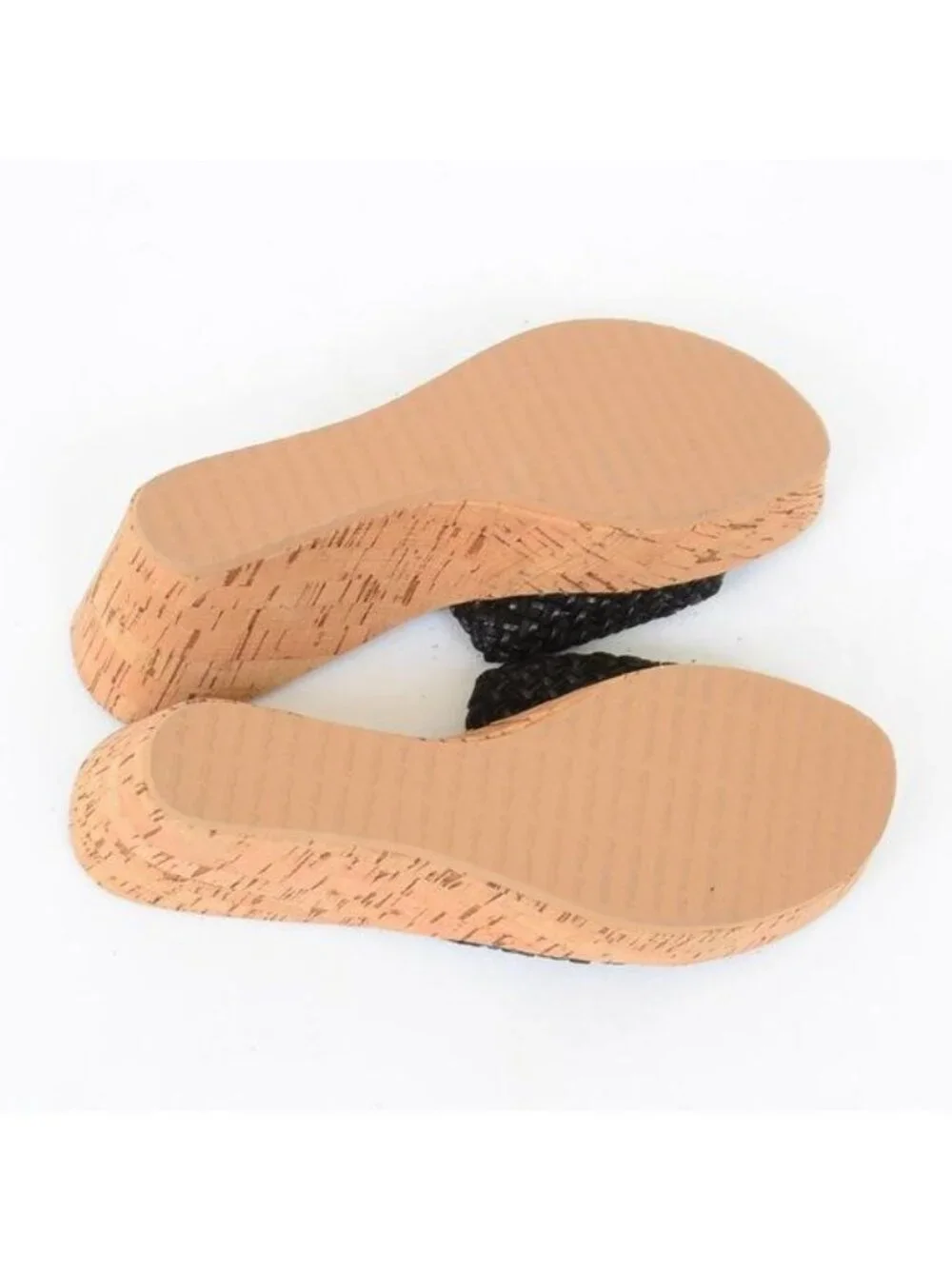 Yellow Box Women's 8 Chunky Rhinestone Buckle Vegan Leather Cork Wedge Slides